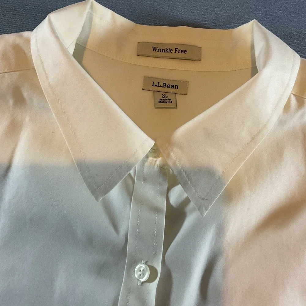 LL Bean Wrinkle Free Button Down Shirt Mens XL White Long Sleeve Classic Fit